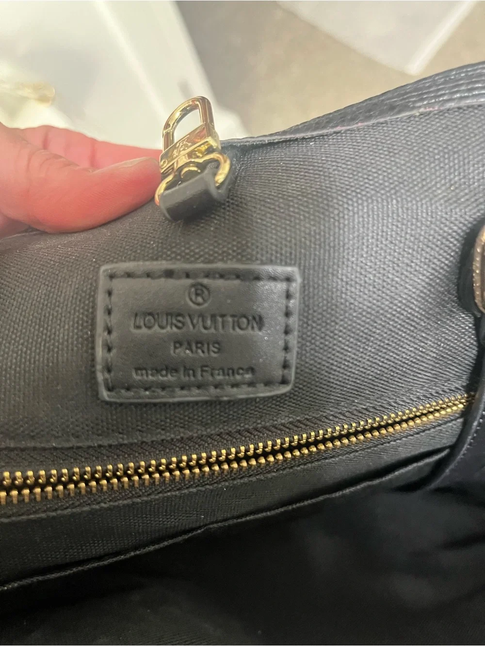 Black Monogram LV Embossed Messenger Tote